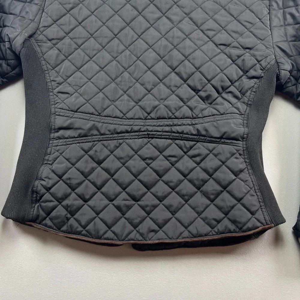 C'EST TOI Bomber Jacket Womens 2XL Black Lined Quilted Ribbed Insulated Full Zip